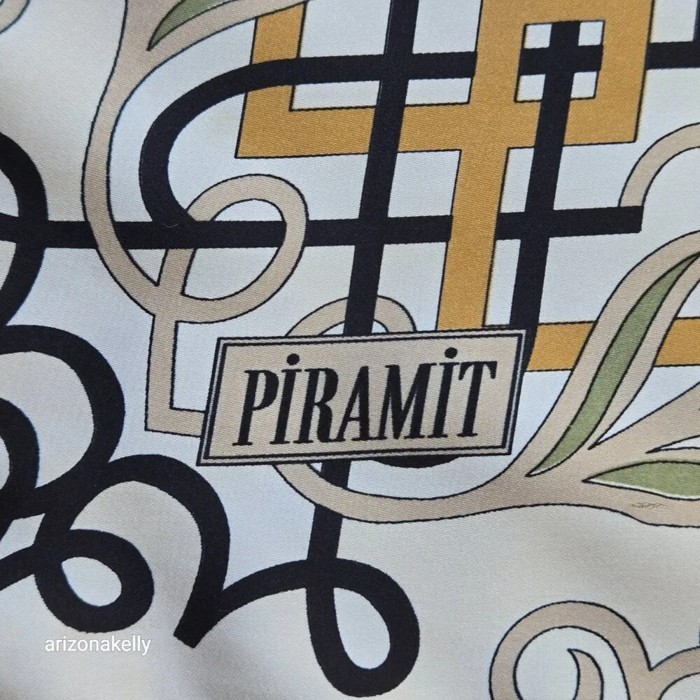 Vintage Piramit Silk Scarf Hand-Rolled Turkey